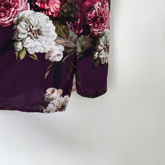 Calvin Klein Purple Rose Floral Sleeveless Keyhole Shell Career Blouse Top M - Picture 7 of 8